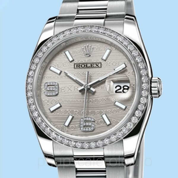 Rolex Datejust 116244SWDAO Masculino Mostrador de onda prateada 36mm Automático