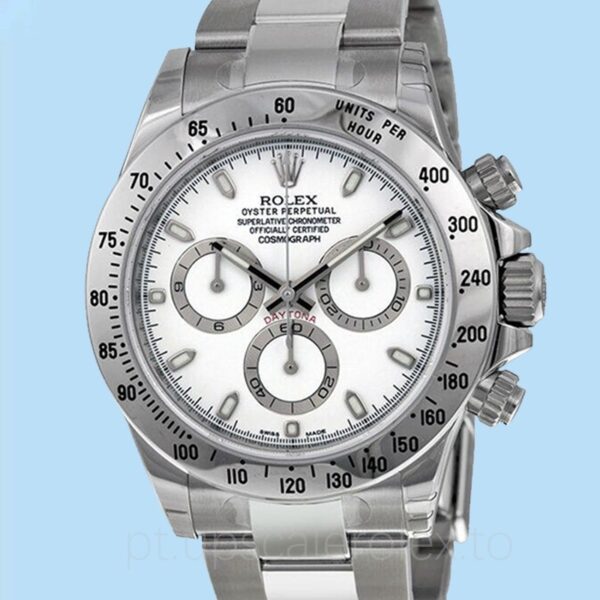 Rolex Daytona 116520-WSO Masculino Pulseira Tom prata