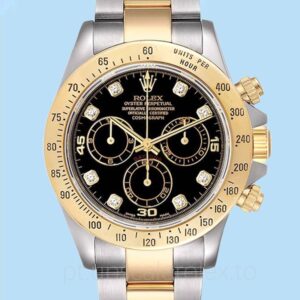 Rolex Daytona 116523BKDO Masculino 40mm Mostrador preto Tom prata