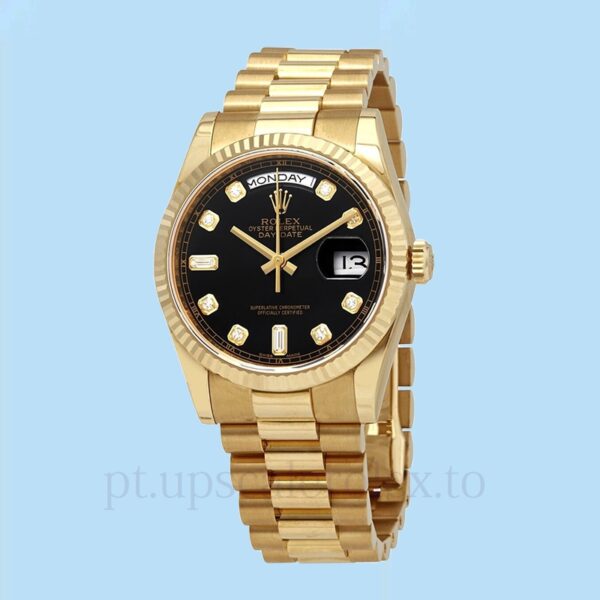 Rolex Day-Date 118238BKDP Masculino Tom ouro amarelo Mostrador preto - Image 2