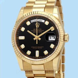 Rolex Day-Date 118238BKDP Masculino Tom ouro amarelo Mostrador preto
