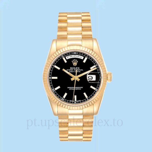 Rolex Day-Date 118238BKSP Masculino Tom ouro amarelo Mostrador preto 36mm - Image 2