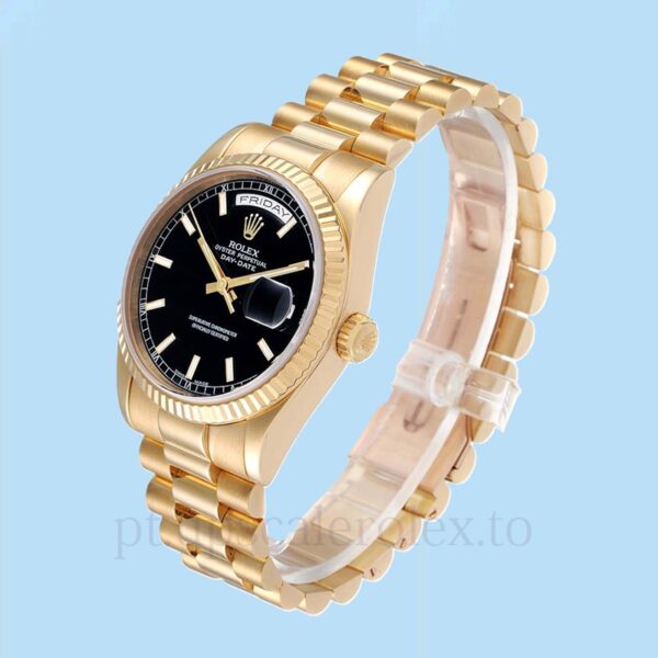 Rolex Day-Date 118238BKSP Masculino Tom ouro amarelo Mostrador preto 36mm - Image 3