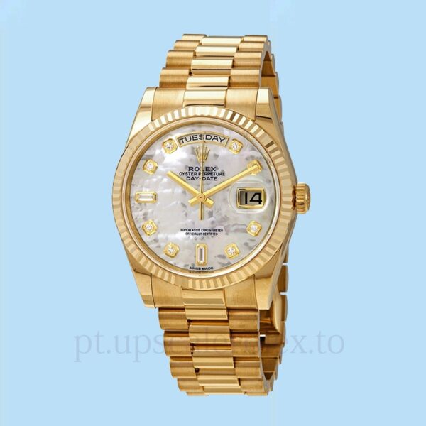 Rolex Day-Date Masculino 118238MDP Pulseira Mostrador em madrepérola branca Tom ouro amarelo - Image 2