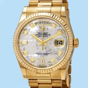 Rolex Day-Date Masculino 118238MDP Pulseira Mostrador em madrepérola branca Tom ouro amarelo