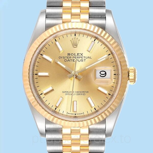 Rolex Datejust 126233CSJ Masculino Pulseira 36mm Tom prata