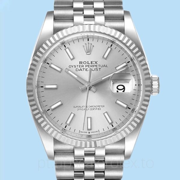 Rolex Datejust Masculino 126234SSJ Tom prata 36mm Automático