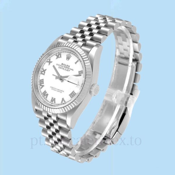 Rolex Datejust Masculino 126234WRJ Tom prata Mostrador branco 36mm - Image 3