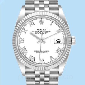 Rolex Datejust Masculino 126234WRJ Tom prata Mostrador branco 36mm