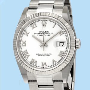 Rolex Datejust Masculino 126234WRO Tom prata Mostrador branco