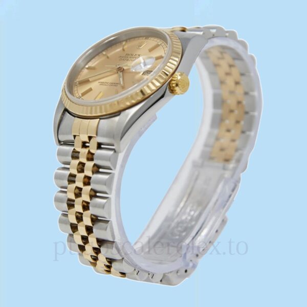 Rolex Datejust 36 16233CSJ Masculino Mostrador dourado Tom prata Automático - Image 3