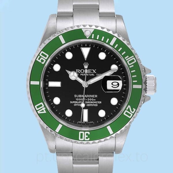 Rolex Submariner 50th Anniversary "Kermit" Masculino 16610LV Automático Mostrador preto 40mm