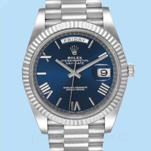 Rolex Day-Date 228239BLRP Masculino Mostrador azul Automático Tom prata