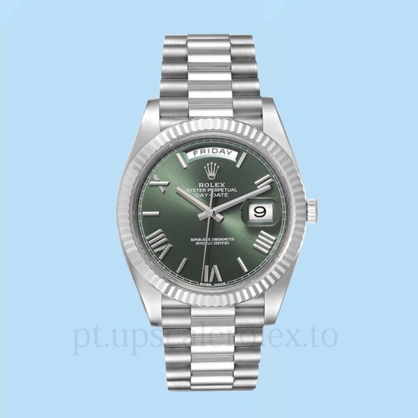 Rolex Day-Date Masculino 228239GNRP Mostrador Verde Tom prata - Image 2