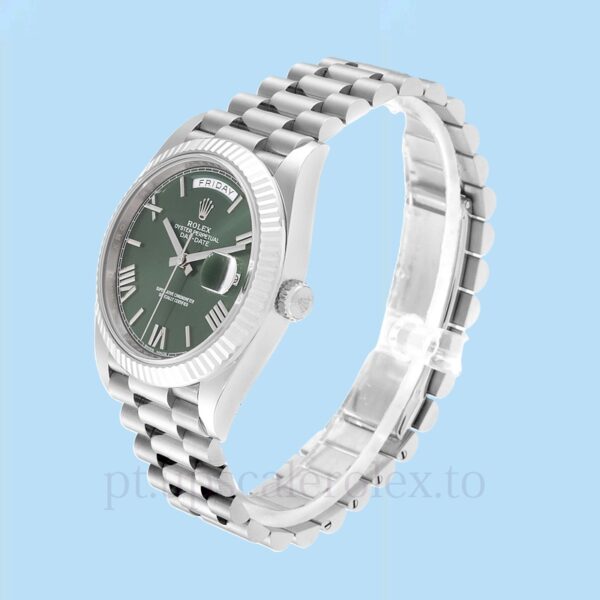 Rolex Day-Date Masculino 228239GNRP Mostrador Verde Tom prata - Image 3