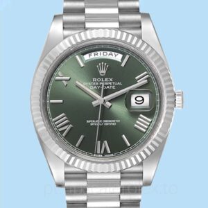 Rolex Day-Date Masculino 228239GNRP Mostrador Verde Tom prata