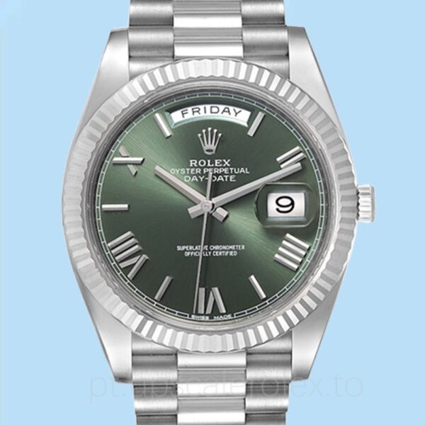 Rolex Day-Date Masculino 228239GNRP Mostrador Verde Tom prata