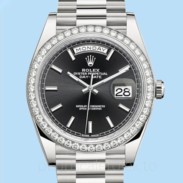 Rolex Day-Date Masculino 228349BKSP Tom prata Pulseira