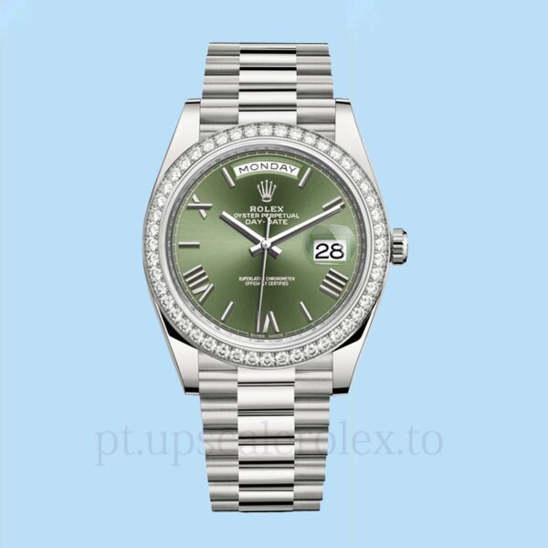Rolex Day-Date 228349GNRP Masculino Pulseira Tom prata Mostrador Verde - Image 2