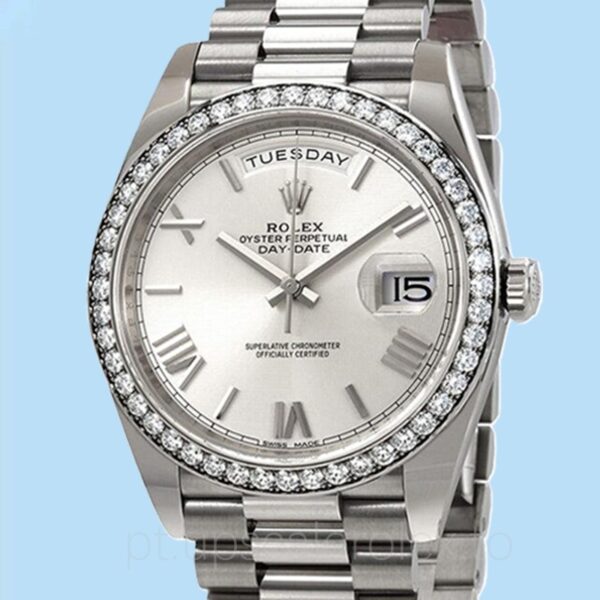 Rolex Day-Date Masculino 228349SRP Mostrador prateado 40mm Pulseira