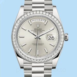 Rolex Day-Date Masculino 228349SSP 40mm Mostrador com listra prateada Automático