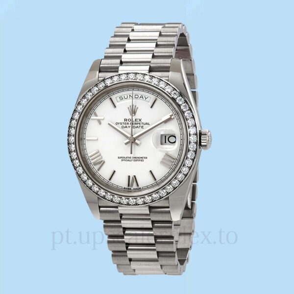 Rolex Day-Date 228349WRP Masculino Mostrador branco Tom prata Pulseira - Image 2
