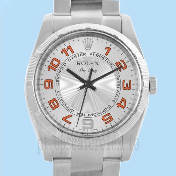 Rolex Air-king 114210SAO 36mm Masculino Mostrador Prateado Tom Prata