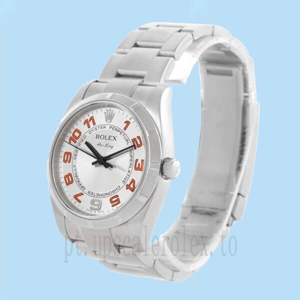 Rolex Air-king 114210SAO 36mm Masculino Mostrador Prateado Tom Prata - Image 3