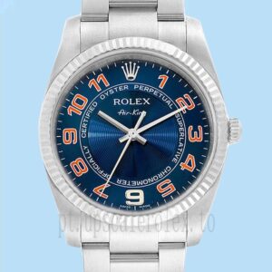 Rolex Air-king Masculino 114234BLAO 36mm Pulseira Ostra Tom Prata