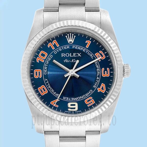 Rolex Air-king Masculino 114234BLAO 36mm Pulseira Ostra Tom Prata