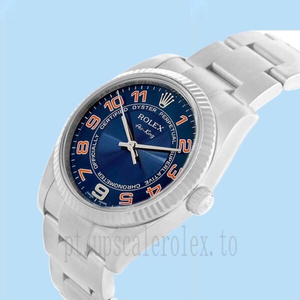 Rolex Air-king Masculino 114234BLAO 36mm Pulseira Ostra Tom Prata - Image 3