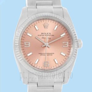 Rolex Air-king Masculino 36mm 114234PSO Mostrador rosa Tom Prata