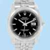 Rolex Datejust 116200BKSJ Masculino 36mm Tom Prata Mostrador Preto