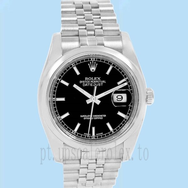 Rolex Datejust 116200BKSJ Masculino 36mm Tom Prata Mostrador Preto - Image 2