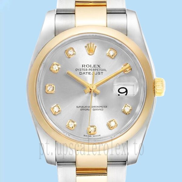Rolex Datejust Masculino 116203SDO 36mm Assistir Mostrador Prateado