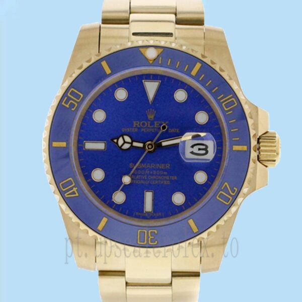 Rolex Submariner 40mm 116618LB Masculino Pulseira Ostra Mostrador Preto