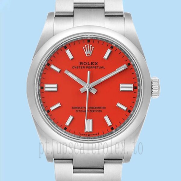 Rolex Oyster Perpetual 41mm Unissex m124300-0007 Mostrador Vermelho Coral Automático