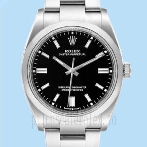 Rolex Oyster Perpetual Unissex 36mm m126000-0002 Mostrador Preto Tom Prata