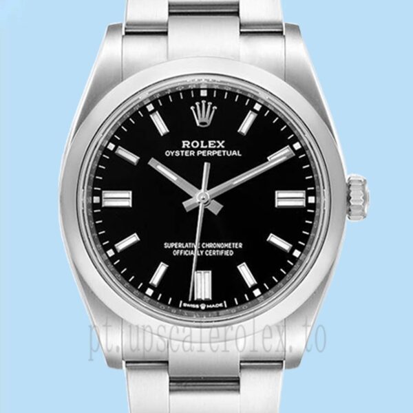 Rolex Oyster Perpetual Unissex 36mm m126000-0002 Mostrador Preto Tom Prata