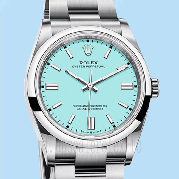 Rolex Oyster Perpetual 36mm m126000-0006 Unissex Mostrador azul turquesa Tom Prata