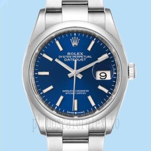 Rolex Datejust m126200-0006 Masculino 36mm Mostrador azul Tom Prata