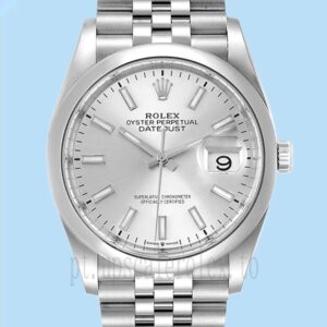 Rolex Datejust Masculino 36mm m126200-0001 Tom Prata Mostrador Prateado