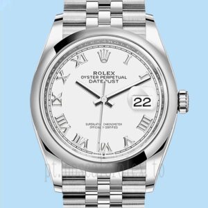 Rolex Datejust Masculino 36mm m126200-0007 Tom Prata Mostrador Branco