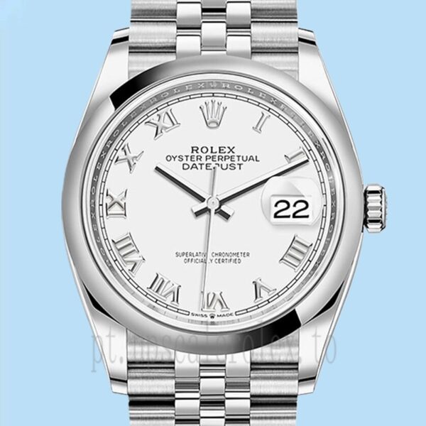 Rolex Datejust Masculino 36mm m126200-0007 Tom Prata Mostrador Branco