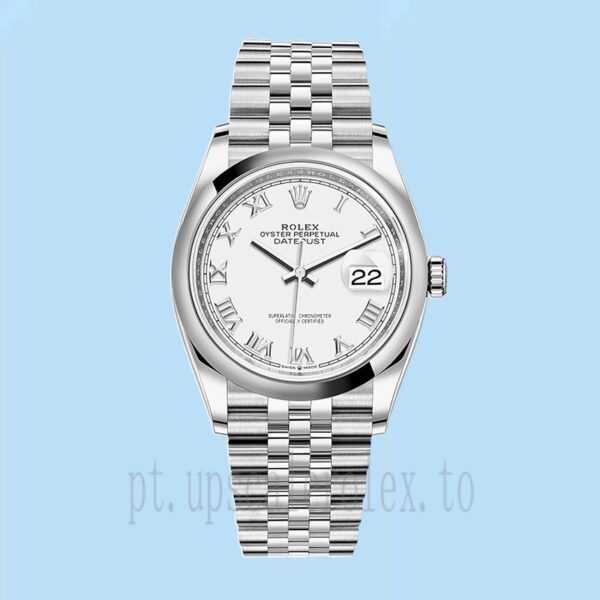Rolex Datejust Masculino 36mm m126200-0007 Tom Prata Mostrador Branco - Image 2