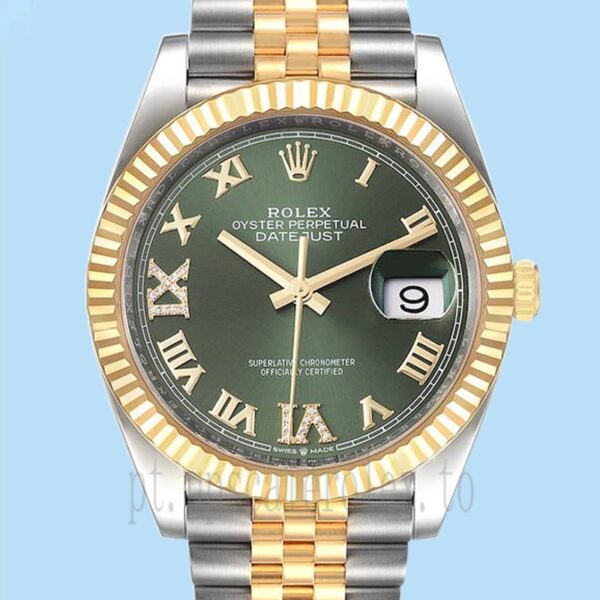 Rolex Datejust 36mm m126233-0025 Masculino Mostrador Verde Pulseira Jubileu