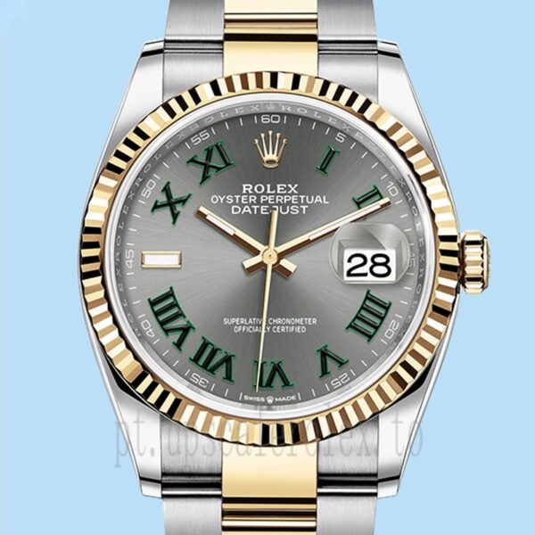 Rolex Datejust Masculino m126233-0036 36mm Tom Prata Pulseira Jubileu