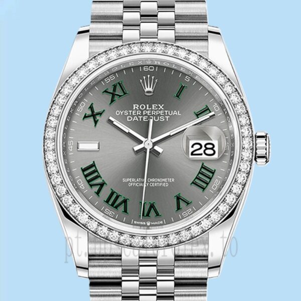 Rolex Datejust m126284rbr-0037 Senhoras 36mm Automático Tom Prata