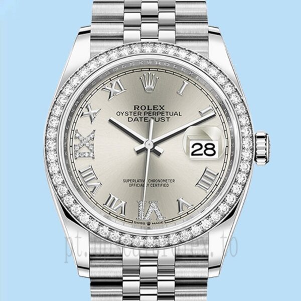 Rolex Datejust Senhoras 36mm m126284rbr-0021 Mostrador Prateado