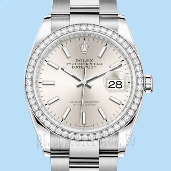 Rolex Datejust m126284rbr-0006 Senhoras 36mm Tom Prata